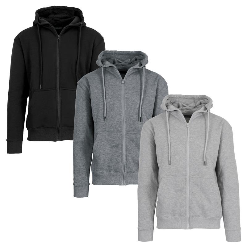 Men’s 3 Pack Fleece-Lined Full-Zip & Pullover Hoodies