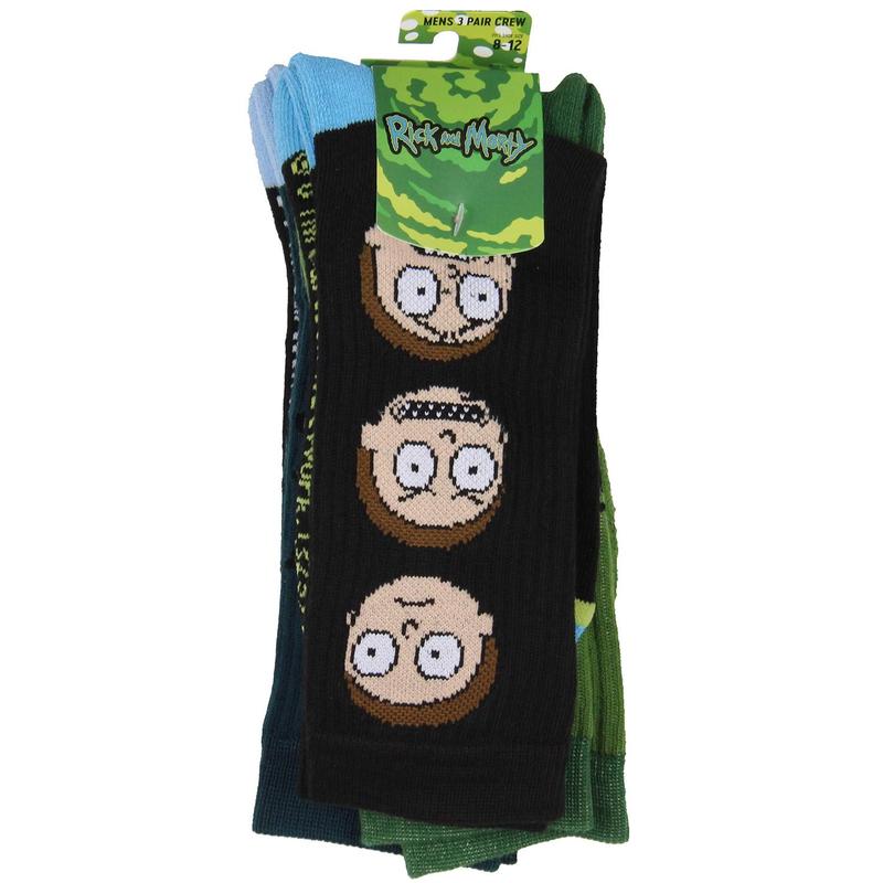 Rick And Morty Crew Socks 3 Pack, Pickle Rick Socks, Rick And Morty Performance Cushioned Athletic Crew Socks For Men Women 3 Pairs