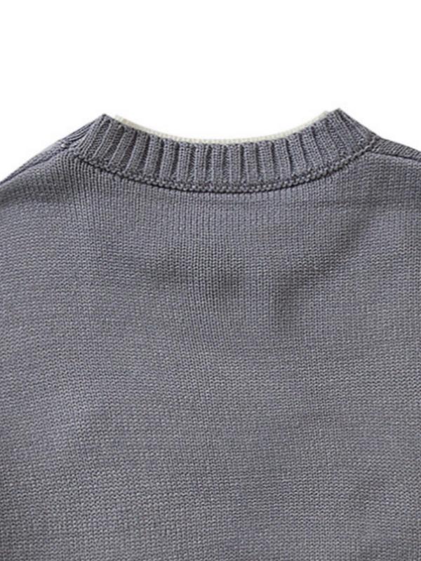 Men's Letter Embroidery Round Neck Knitwear, Loose Casual Long Sleeve Crew Neck Pullover for Spring & Fall, Fashion Men's Top for Daily Wear, Fall Clothes 2024, 90s Clothes