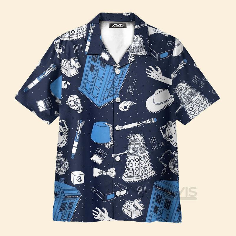 Police Box Doctor Who Pattern - Hawaiian Shirt