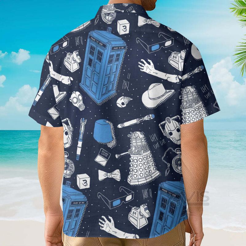 Police Box Doctor Who Pattern - Hawaiian Shirt