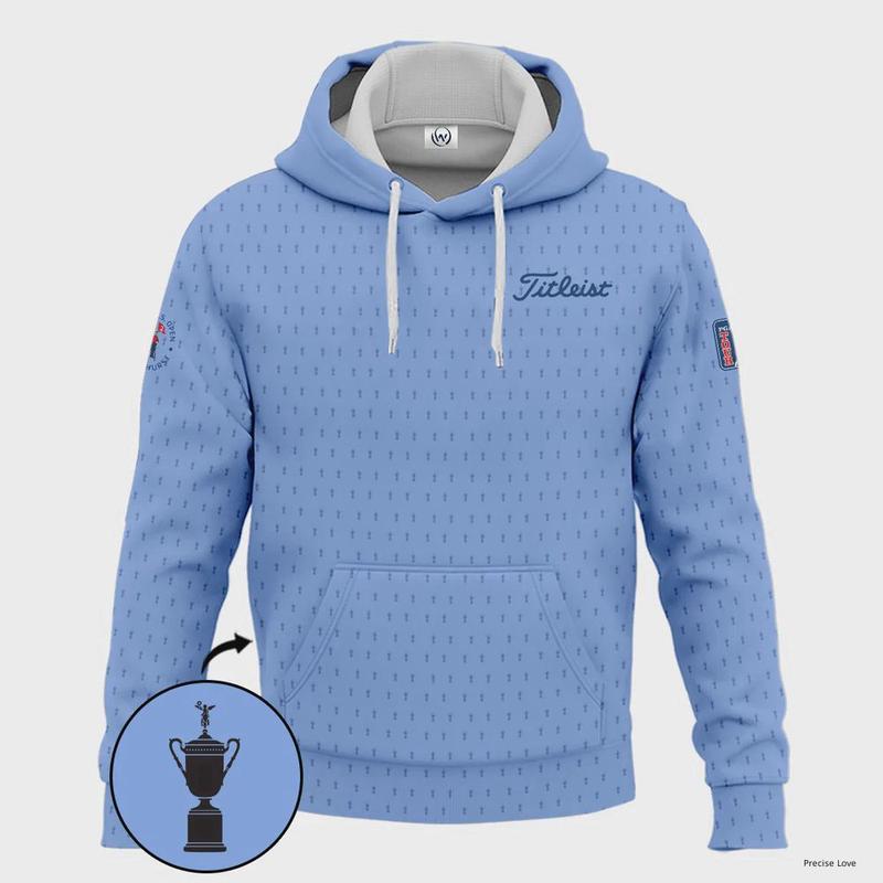 Hoodie Shirt Style Golf Pattern Blue 124th U.S. Open Pinehurst Titleist Casual Menswear Long Sleeve