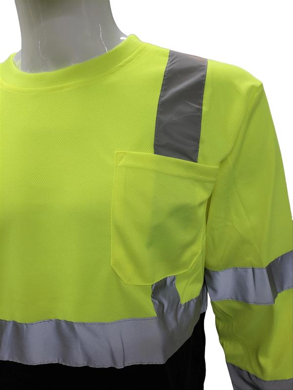 High Visibility Orange or Yellow with Black bottom Safety long sleeve shirt  reflective safety shirt ( SEE SIZE INFORMATION ON Description)