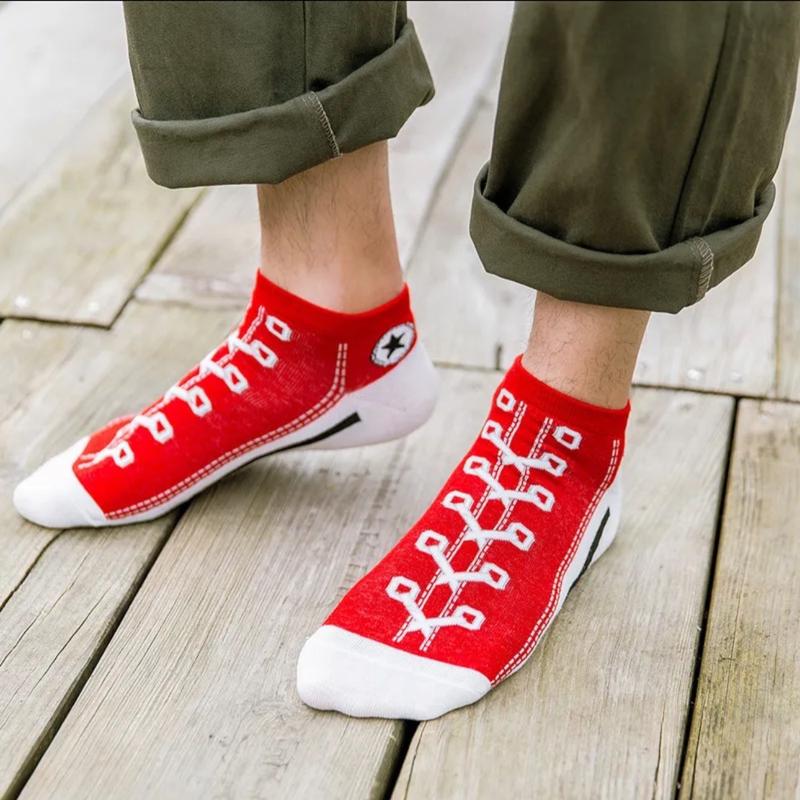 5 Pairs Trendy Cotton Socks for Men and Women - Short Tube Low Cut Non-Slip Boat Socks for Sports