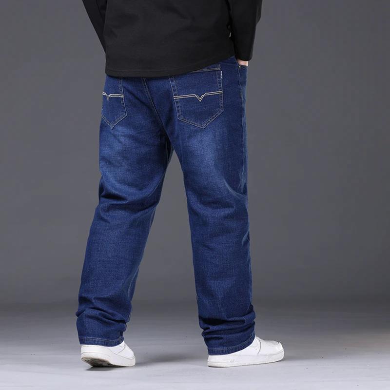 Denim Jeans For Men Plus Size 48 50 300KG Casual Fashion Business Pants Elastic Loose Straight Long Large Size 5XL 6XL 7XL