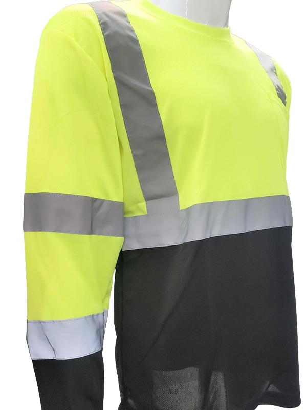 High Visibility Orange or Yellow with Black bottom Safety long sleeve shirt  reflective safety shirt ( SEE SIZE INFORMATION ON Description)