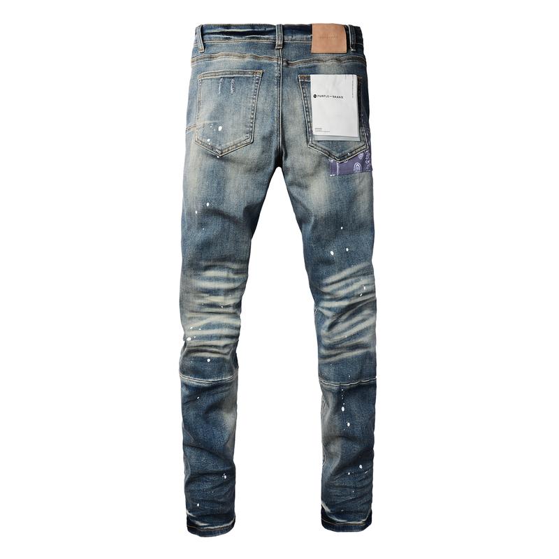 Purple brand Men's Jeans Casual Comfort Holes Fashionable Straight Skinny Slim Fit Jeans, Ripped Stretch Jeans Denim Pants