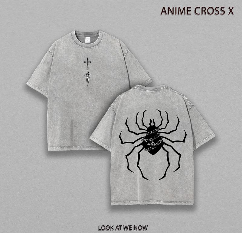 HunterxHunter Phantom Troupe Spiders Anime Manga Washed Heavy Cotton T-shirt, Gift For Anime Fan, Anime Lover, Manga Lover Gift Gift For Him Gift For Her  Menswear Clothing