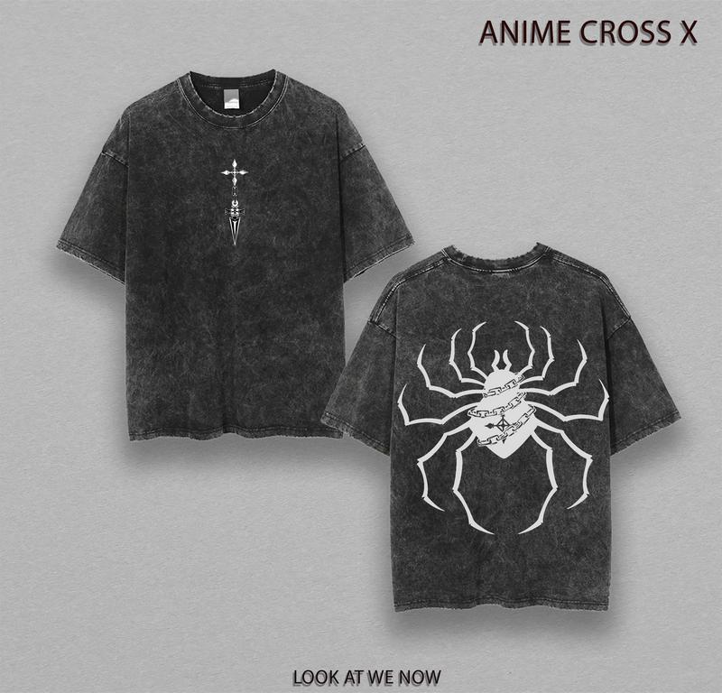 HunterxHunter Phantom Troupe Spiders Anime Manga Washed Heavy Cotton T-shirt, Gift For Anime Fan, Anime Lover, Manga Lover Gift Gift For Him Gift For Her  Menswear Clothing