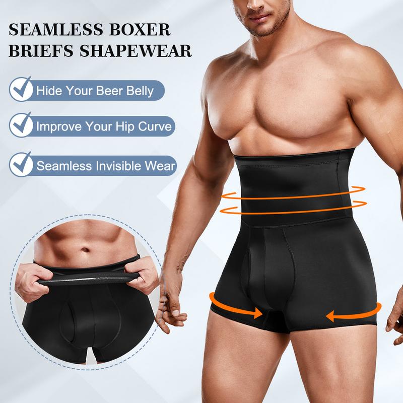 [MAX] Nebility Men's Seamless Boxer Briefs High Waist Underwear Shapewear Shorts