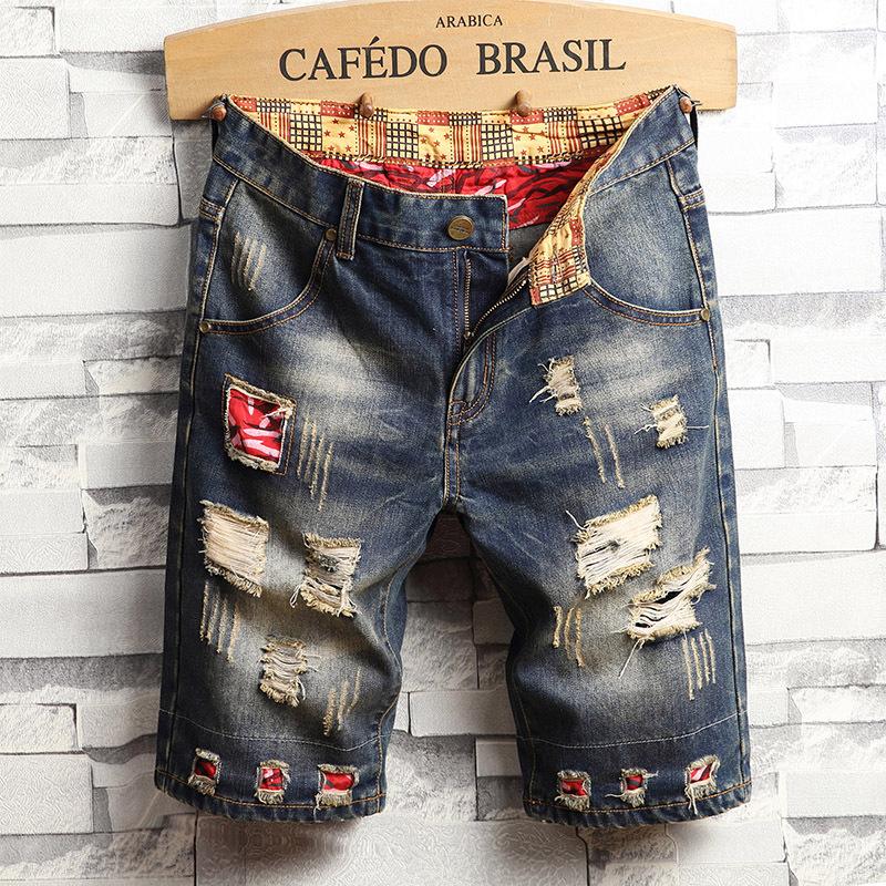 New summer perforated denim shorts for men - Menswear Jean Underwear Trouser