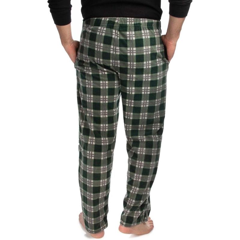 1Pack or 3Pack Mens PJ Pajama Pants Bottoms Fleece Lounge Pants Sleepwear Plaid PJs with Pockets Microfleece