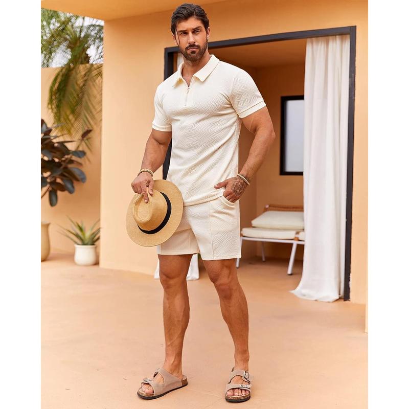 Runcati  summer outfits 2024 Mens Polo Shirt and Shorts Sets Outfits 2 Piece Fashion Summer Tracksuits Casual Short Sleeve Set