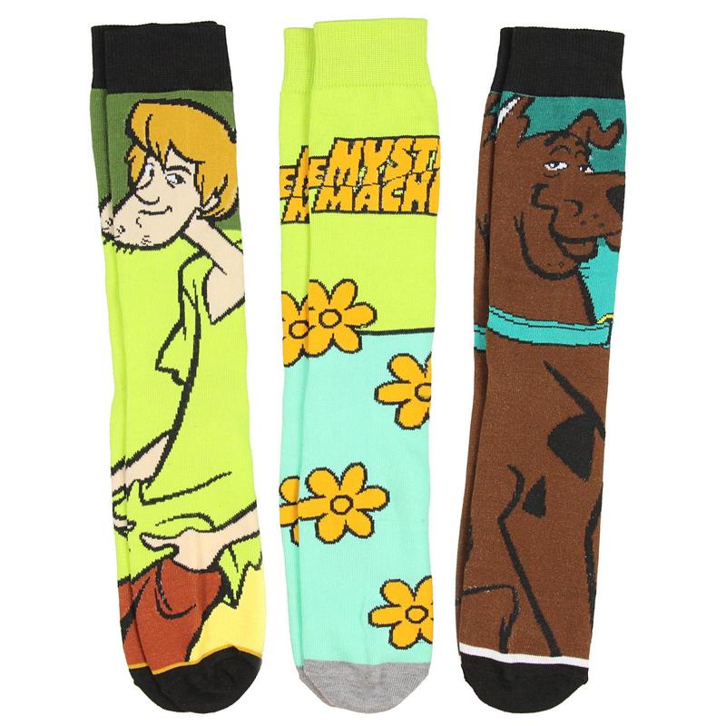 Bioworld Scooby-Doo! Socks Adult Mystery Machine Scooby Shaggy Character 3 Pack Mid-Calf Crew Socks