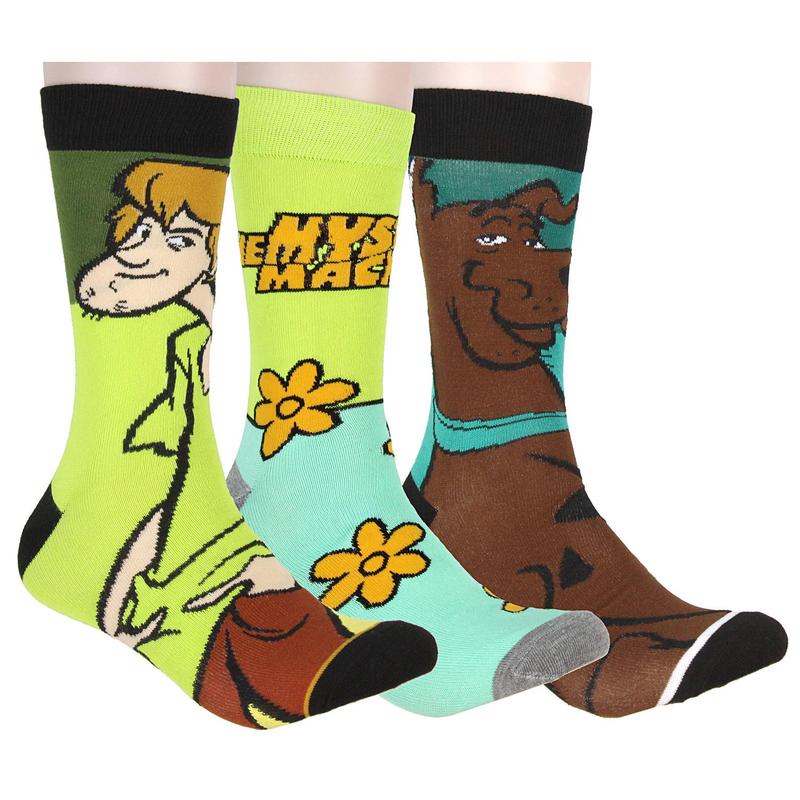 Bioworld Scooby-Doo! Socks Adult Mystery Machine Scooby Shaggy Character 3 Pack Mid-Calf Crew Socks