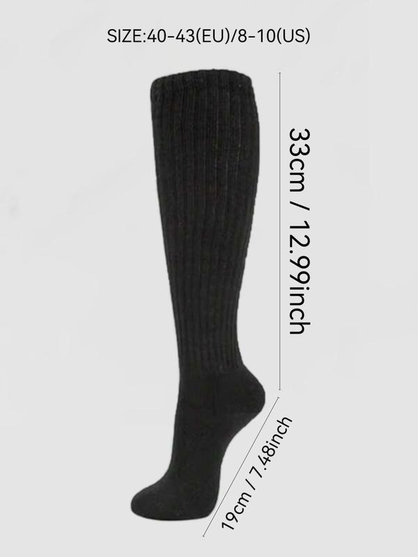 Men's Solid Over The Calf Socks, Casual Comfy Warm Socks for Daily Wear, Men's Socks for All Seasons