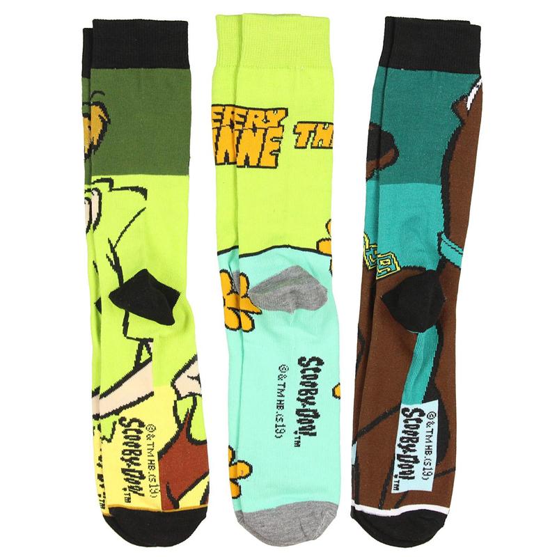 Bioworld Scooby-Doo! Socks Adult Mystery Machine Scooby Shaggy Character 3 Pack Mid-Calf Crew Socks