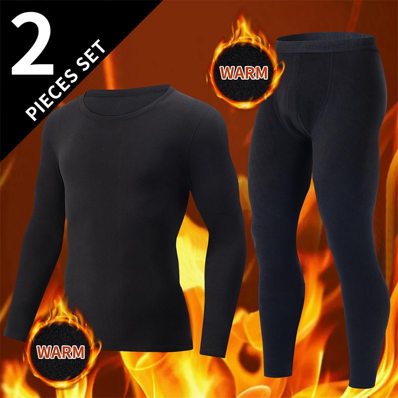 4-Piece  2-Piece Men's Long-sleeved Trousers In Autumn And Winter Thermal Underwear Casual Joker Sports Fitness Solid Color Suit