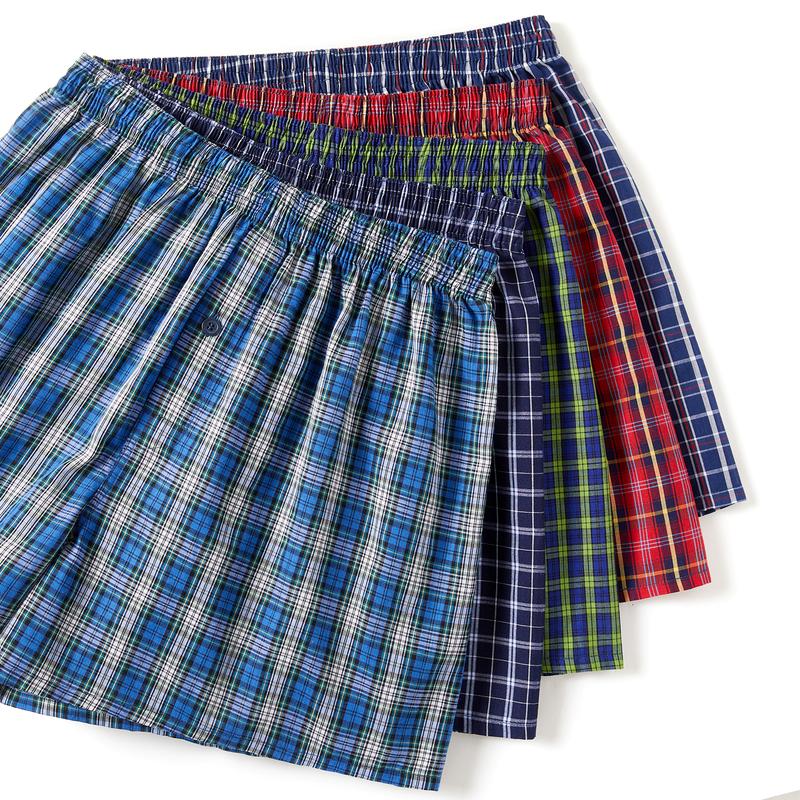 5pack Men's Boxer Shorts  Classic Plaid Woven Boxers for Men Soft Breathable Mens Underwear with Button Fly