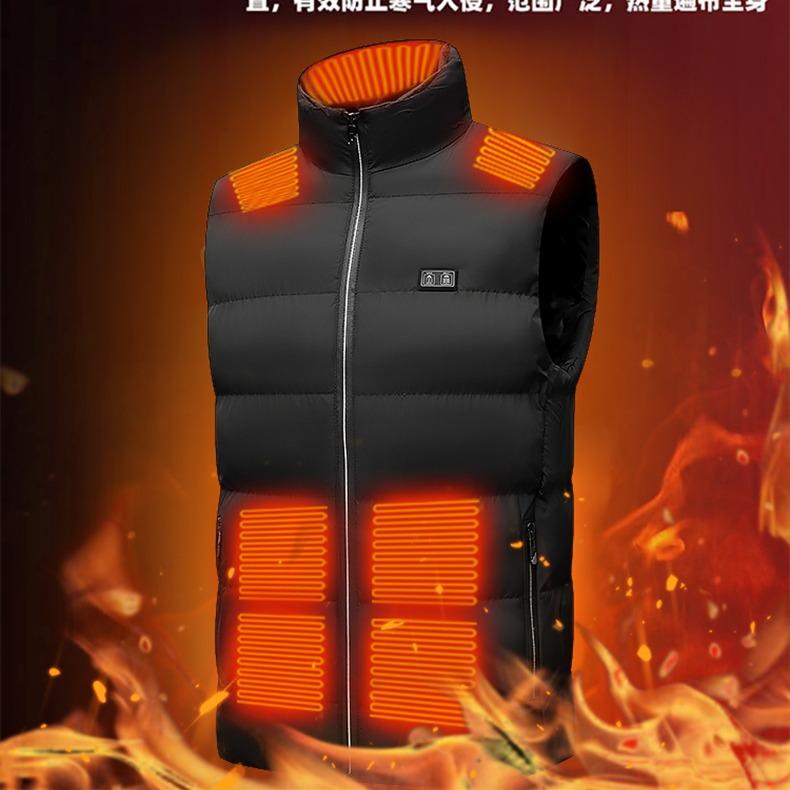 (Only vest without battery pack) HEATENERGY men's and women's dual touch LED heating vest with 15 hot zones and battery pack - top, men's clothing Intelligent electric vest heating suit with constant temperature and full body heating vest