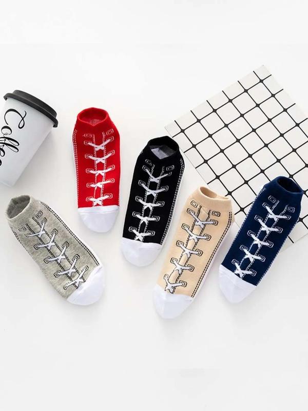 Men's 5 Pairs Patchwork Ankle Socks, Casual Comfortable Breathable Socks for Daily Wear, Men's Socks for Spring & Fall