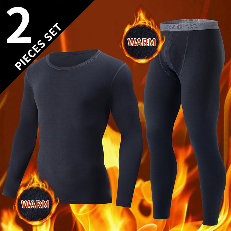 4-Piece  2-Piece Men's Long-sleeved Trousers In Autumn And Winter Thermal Underwear Casual Joker Sports Fitness Solid Color Suit