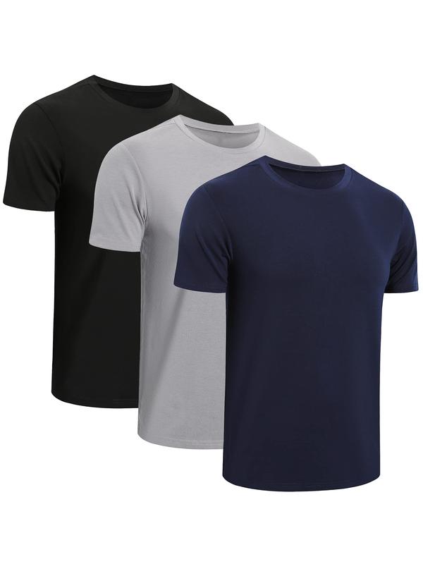 Pack of 3 6 Men's T-Shirt Set Men Black True Classic Cotton Basic Work Short Sleeve Breathable Men Summer Cotton Sports Training suitness Casual workout sets