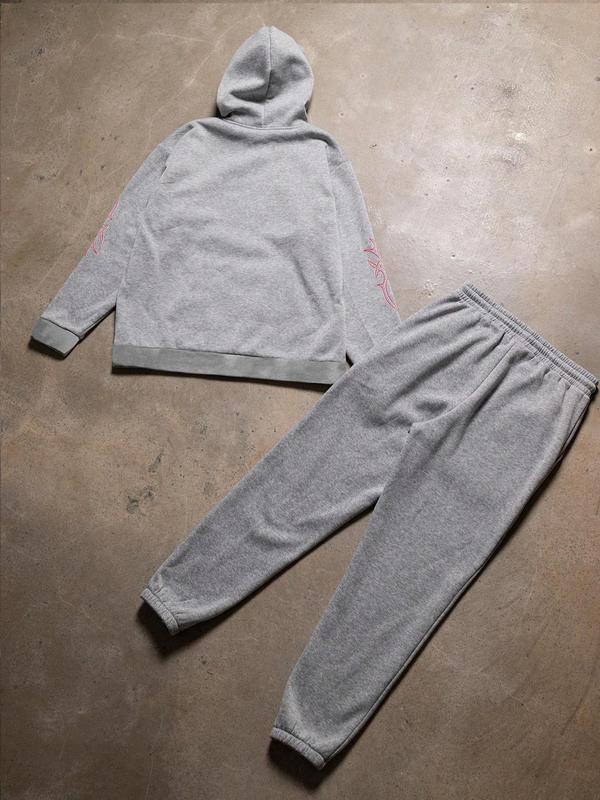 Men's Letter Print Hoodie Sweatshirt & Drawstring Waist Sweatpants Set, Regular Fit Casual Long Sleeve Hooded Pullover & Pocket Jogger Pants, Men's Fall & Winter Clothes