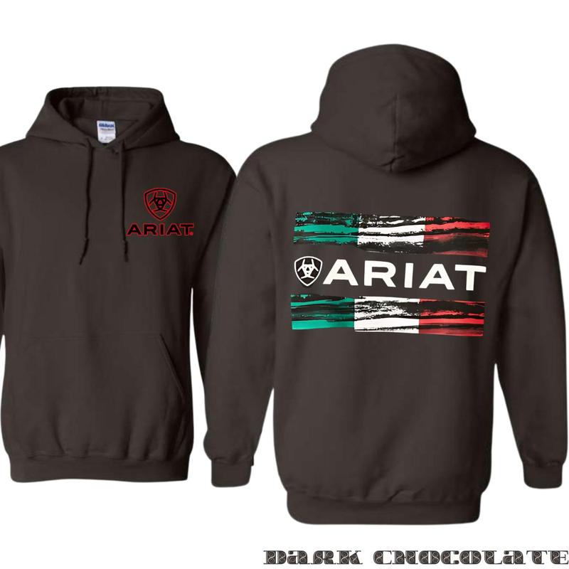 Ariat Hoodie - Distinctive Mexican Flag Color Theme with Ariat Branding, Ideal for Country and Rustic Aesthetic, Comfortable and Stylish, Suitable for Men and Women - Menswear, Tops