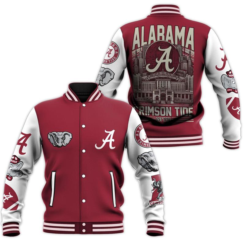 Alabama Crimson Tide New Bomber Baseball Jacket For Fan cool unisex Bomber Baseball Jacket