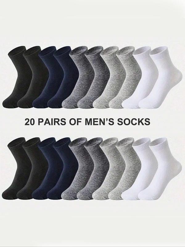 Men's Solid Crew Socks, Socks for Men, Casual Breathable Socks for Daily Wear, Multi-pack Mid Calf Socks for Men, Menswear