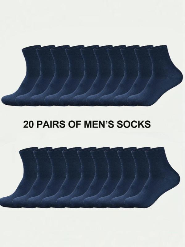 Men's Solid Crew Socks, Socks for Men, Casual Breathable Socks for Daily Wear, Multi-pack Mid Calf Socks for Men, Menswear