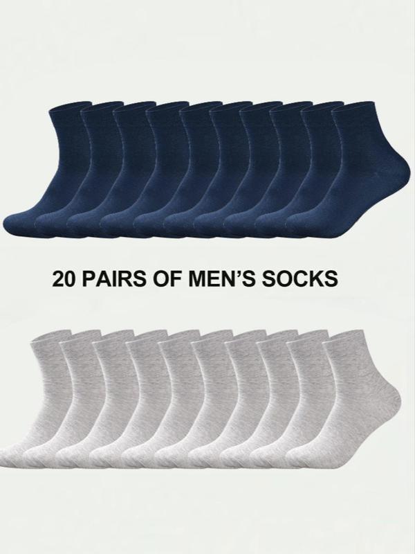 Men's Solid Crew Socks, Socks for Men, Casual Breathable Socks for Daily Wear, Multi-pack Mid Calf Socks for Men, Menswear