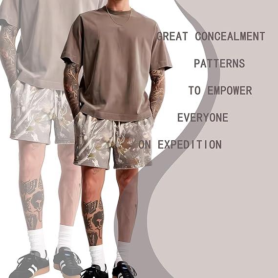 Camo SweatShorts Maple Leaf Print Shorts - Men's Women's Hunting Sweatpants for Fall Season - Fabric, Menswear