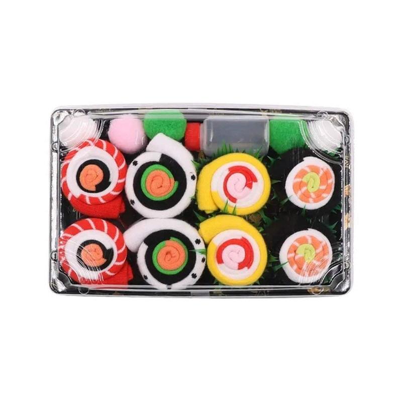 Sushi Socks 4 Pairs Box Comfortable Unique Funny Gift Sock for Men, Thanksgiving Christmas Gift for Him