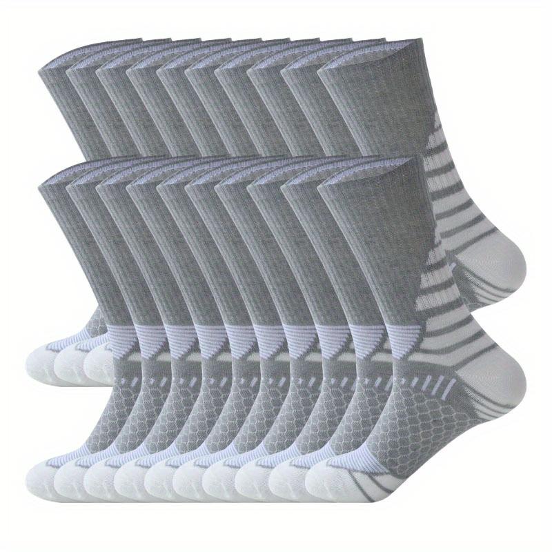 20pcs Men's Crew Socks - Breathable, Comfort Fit for Sports & Casual Wear, Solid Color Polyester Menswear Bestie