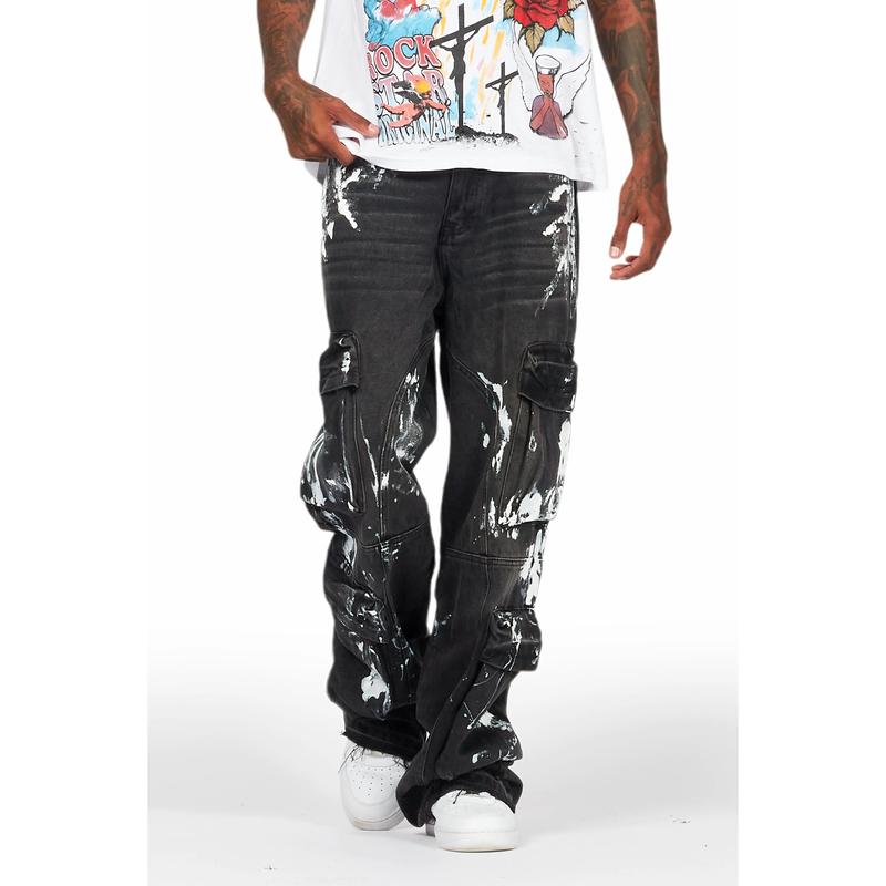 Alary Painter Black Baggy Fit Cargo Jean