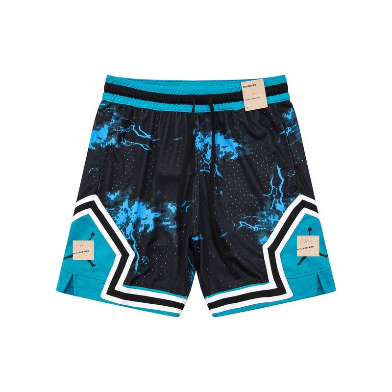 American Jor don Special Edition Tie Dye Black With Lake Blue Basketball Shorts Men's Summer Breathable Casual Sports Shorts