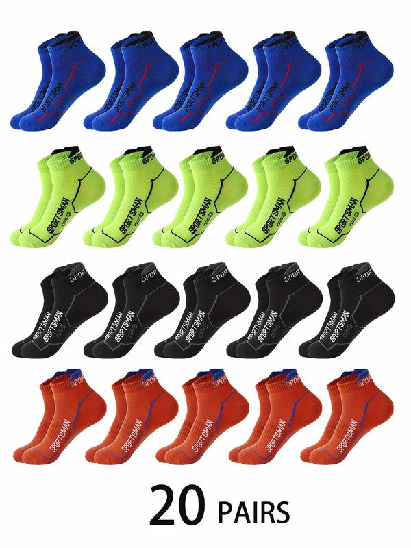 Men's Letter Print Ankle Socks, Casual Moisture Wicking Low Cut Socks, Soft Comfy Breathable Socks for All Seasons Daily Wear