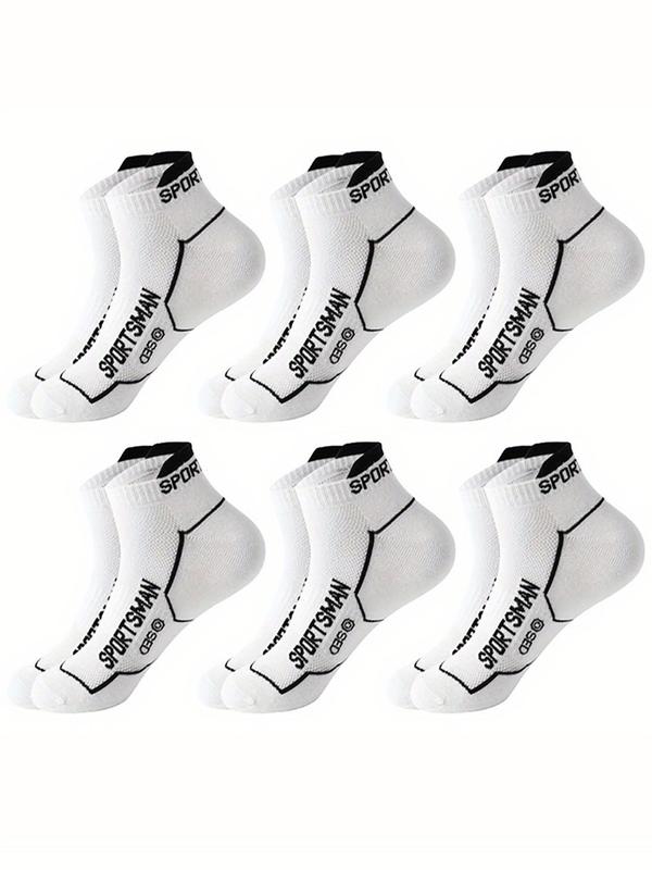 Men's Letter Print Ankle Socks, Casual Moisture Wicking Low Cut Socks, Soft Comfy Breathable Socks for All Seasons Daily Wear