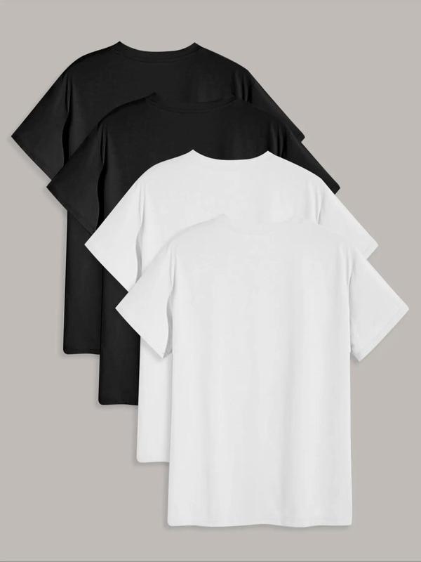 Men's Solid Round Neck Tee, Regular Fit  Plain Tee, Streetwear Short Sleeve Crew Neck T-shirt for Summer, Summer Clothes, Back To School Clothes, Men's Clothes for Daily Wear