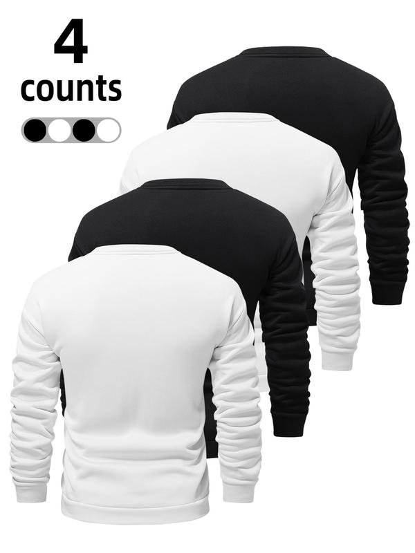 Men's Letter Print Drop Shoulder Sweatshirt, Casual Regular Fit Long Sleeve Round Neck Pullover for Fall & Winter, Men's Clothes for Daily Wear