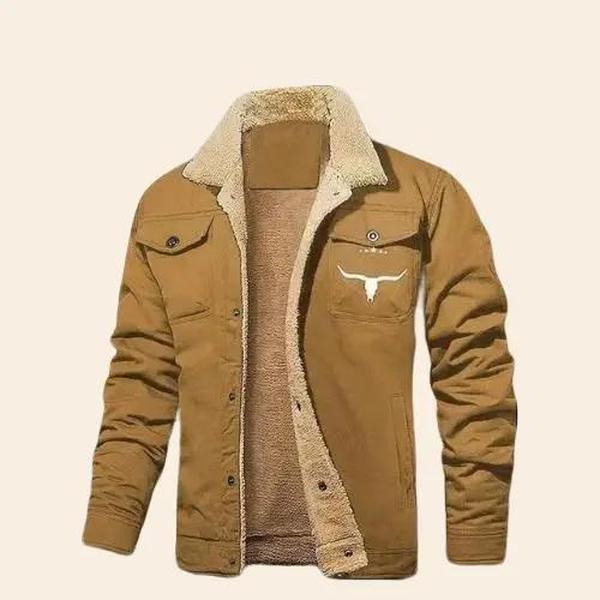 Men's Retro Western Winter Fleece Jacket with Multiple Pockets - Soft and Windproof Outerwear for Outdoor Activities Classic Stylish