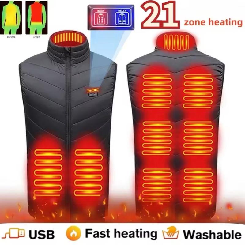 2 - 21 Areas Self Heating Vest Four Switch Control Men Women USB Electric Heated Thermal Warm Winter Men’s or Women's casual motorcycle ski coat puffer