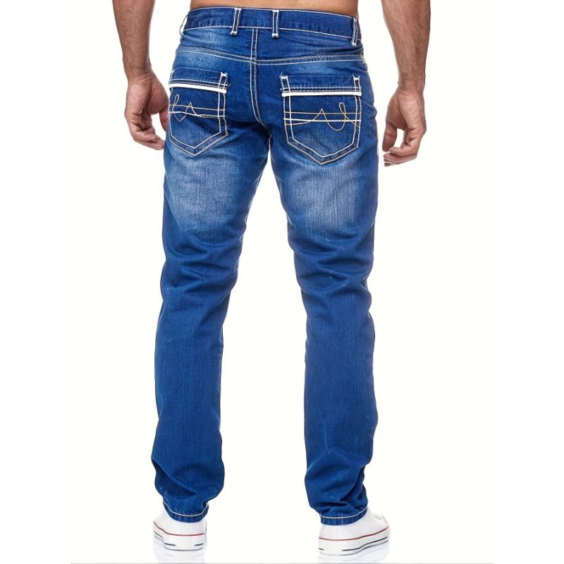 Men's Comfy Street Style Distressed Denim Pants With Pockets