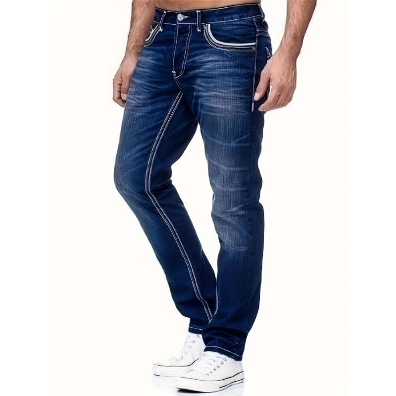 Men's Comfy Street Style Distressed Denim Pants With Pockets