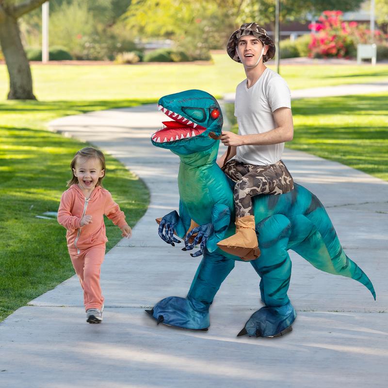 GOOSH Inflatable Dinosaur Costume for Adult Halloween Costume Women Man Funny Blow up Costume for Halloween Party Cosplay Clothing Set