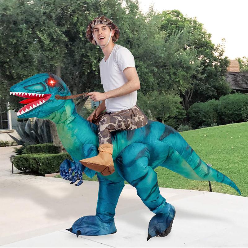 GOOSH Inflatable Dinosaur Costume for Adult Halloween Costume Women Man Funny Blow up Costume for Halloween Party Cosplay Clothing Set