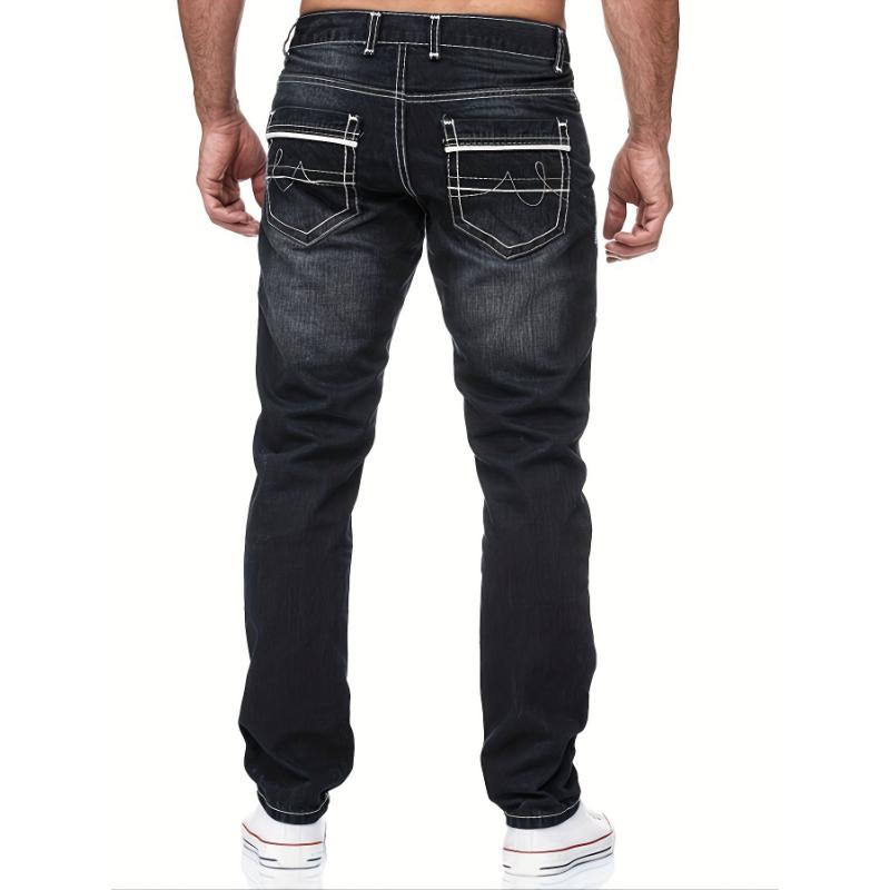 Men's Comfy Street Style Distressed Denim Pants With Pockets