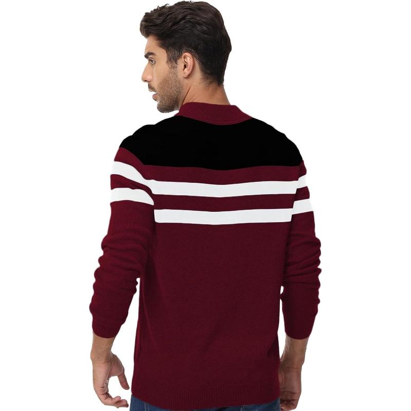 YuYangDPB  Men's Sweaters 1 4 Zip Up Lightweight Casual Striped Pullover Polo Sweaters Knitwear Menswear Tops Underwear Long Sleeve